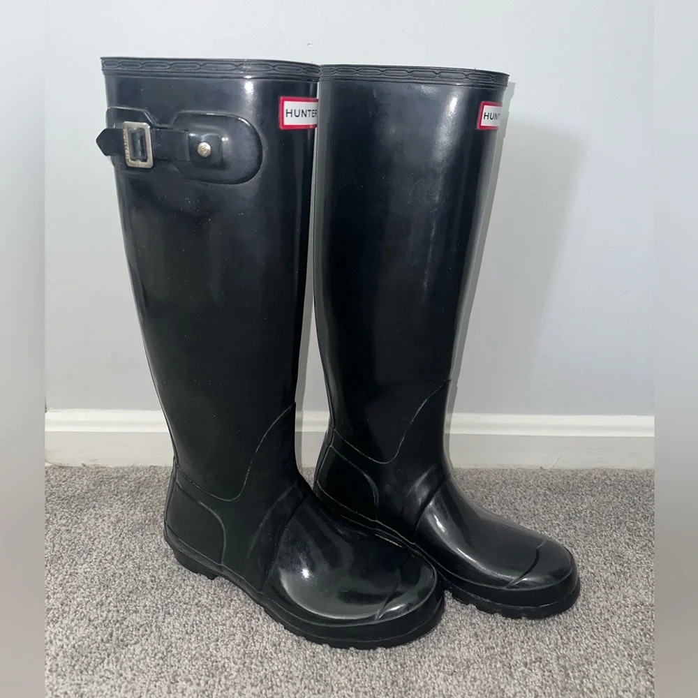 Hunter Rain Boots Tall Black Size 7